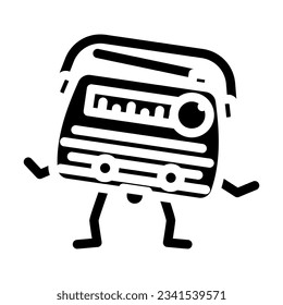 retro radio music character glyph icon vector. retro radio music character sign. isolated symbol illustration