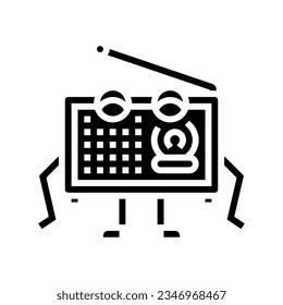 retro radio music character glyph icon vector. retro radio music character sign. isolated symbol illustration