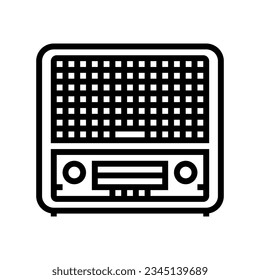 retro radio music line icon vector. retro radio music sign. isolated contour symbol black illustration