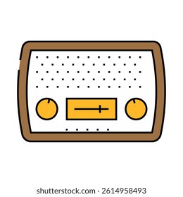 retro radio music line icon vector. retro radio music sign. isolated symbol illustration