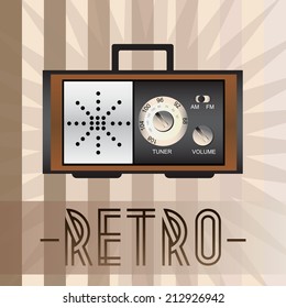 Retro radio with old fashioned background