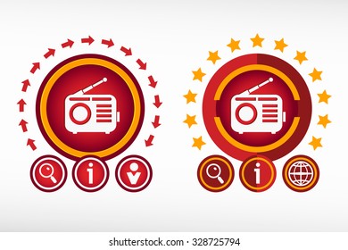 Retro radio on creative background. Red design concept for banner, web, advertising, print.