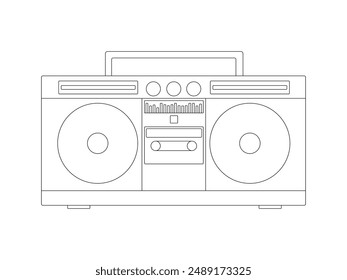 Retro Radio Outline Icon Vector. Radio Outline isolated white background. Vector Illustration