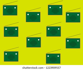 retro radio pattern on yellow background