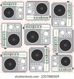 Retro radio player flat design vector illustration on white background.