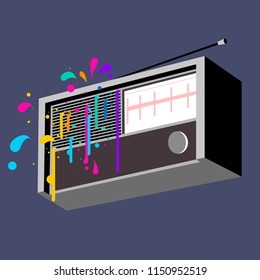 retro radio poster in  vector design, modern, graphic, color