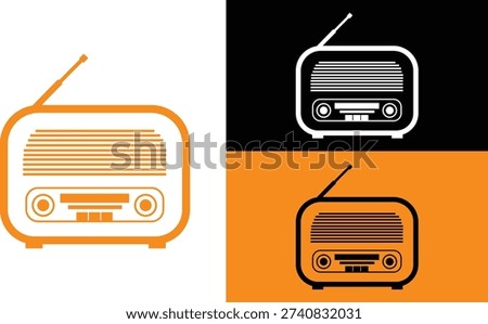 Retro Radio Receiver Icon Set vector