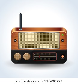 Retro radio receiver realistic vector icon