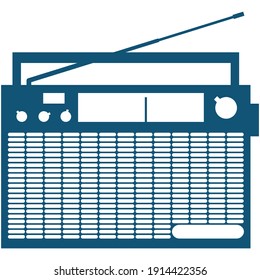 Retro radio receiver vector icon. Vintage electronics isolated on white background. Music and news wireless broadcasting device