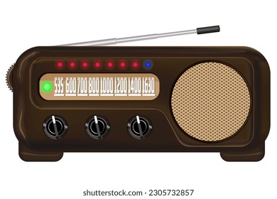 Retro radio receiver. Vector image. Isolated background.