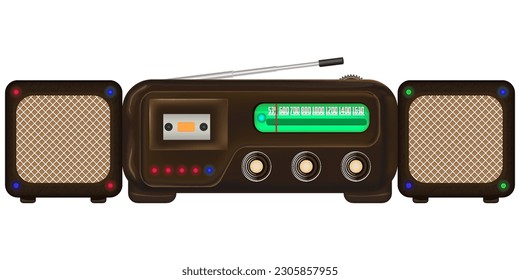 Retro radio receiver. Vector image. Isolated background.