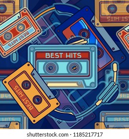 Patrón de la radio retro sin problemas. Fondo de escritorio de fondo de los años 80