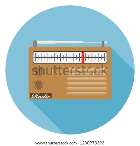 Retro radio, retro radio with shadow. Radio icon. Flat design. vector.
