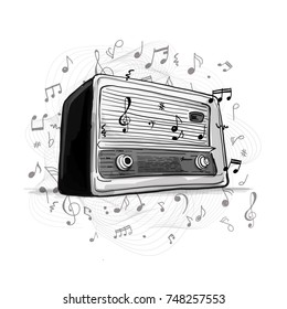 Retro radio, sketch for your design