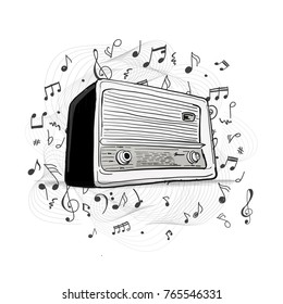 Retro radio, sketch for your design