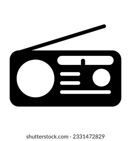 Retro radio station icon, flat isolated music sound media button, web vector illustration .