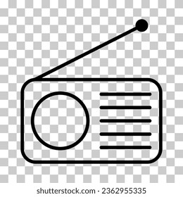 Retro radio station icon, flat isolated music sound media button, web vector illustration .