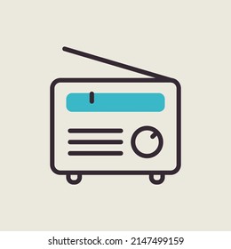 Retro radio vector icon. Graph symbol for music and sound web site and apps design, logo, app, UI