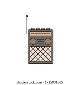 Retro radio vector icon symbol old electronic isolated on white background