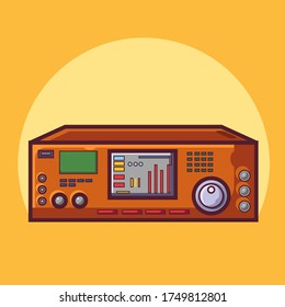 Retro radio vector illustration. Flat cartoon style