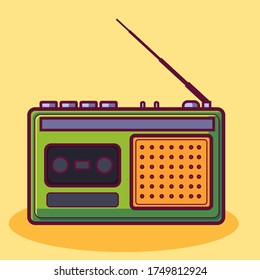 Ilustración del vector de radio retro. Estilo de caricatura plano