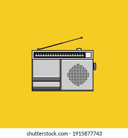 Retro radio vector illustration isolated object on background