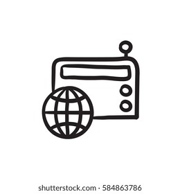 Retro radio vector sketch icon isolated on background. Hand drawn Retro radio icon. Retro radio sketch icon for infographic, website or app.