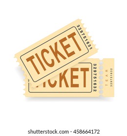 Retro raffle tear off ticket simple icon. Vector pair of admission coupon. isolated graphic illustration. Tear away ticket