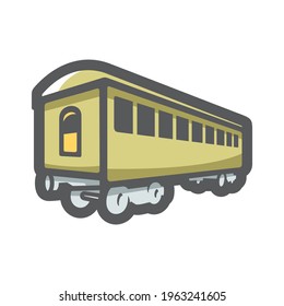 Retro railway Carriage Vector icon Cartoon illustration