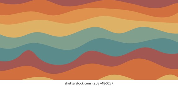 Retro rainbow abstract wavy background. Trendy distorted colorful in vintage y2k style. Psychedelic hippie pattern.