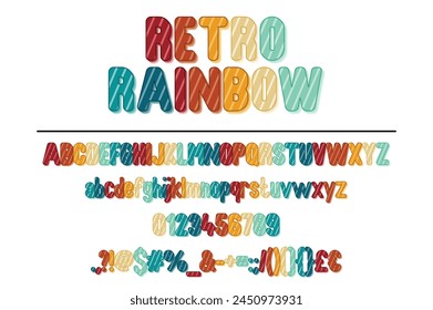 Retro Rainbow Color Font Set