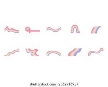 Retro Rainbow  Design Element Set