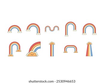 Retro Rainbow Design Illustration Set