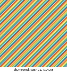 Retro Rainbow Diagonal Stripes Seamless Pattern - Diagonal stripes in vintage rainbow colors for Festa Junina in Brazil
