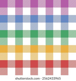 Retro rainbow gingham colorful pattern.