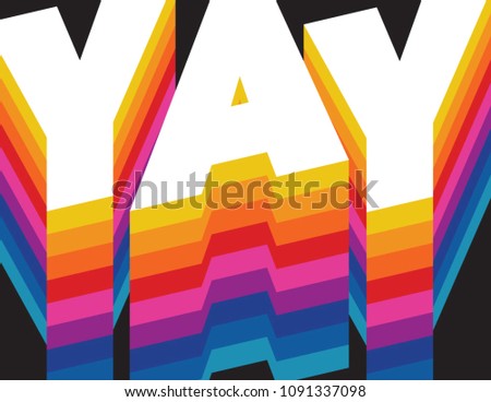 Retro Rainbow Graphic Yay Bold Word Stock Vector Royalty Free