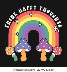  Retro Rainbow Mushroom Pride Vector T-shirt Design