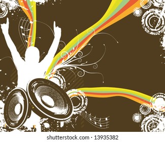 Retro Rainbow Music Fan Vector Illustration