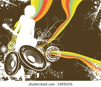 Retro Rainbow Speaker Band Vector Illustration