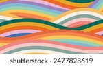 Retro Rainbow Stripes background, 60s 70s Groovy Wallpaper, Psychedelic Waves Banner