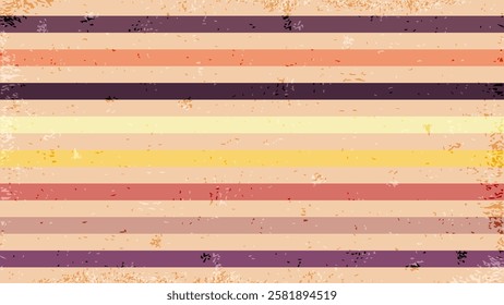 Retro rainbow stripes. Vintage horizontal lines background. Sixties and seventies style graphic design. Abstract modern retro background. Vector illustration, clip art.