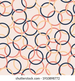 Retro random placed vector outline dots as seamless pattern with background.