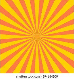 Retro ray orange background in vintage style