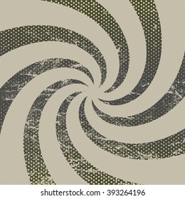 Retro rays background with scratches and dots. Vector vintage old fashioned template 