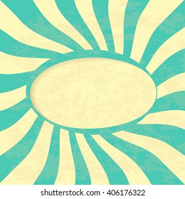 Retro rays background with volume frame. Old texture effect. Vector illustration.