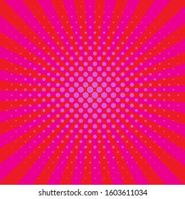 Retro rays comic background. Halftone pop art style