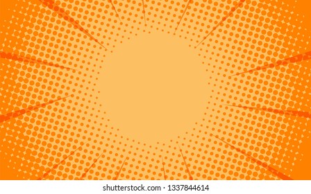 Retro rays comic. Orange gradient halftone background. pop art style. for sale ,banner, layout, brochure, page, poster. vector .
