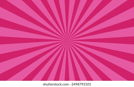 Retro rays comic pink background pop art style