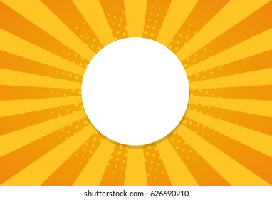 Retro rays comic yellow background raster gradient halftone pop art style
