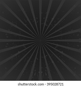 Retro rays gray on a black background.  Vintage style texture